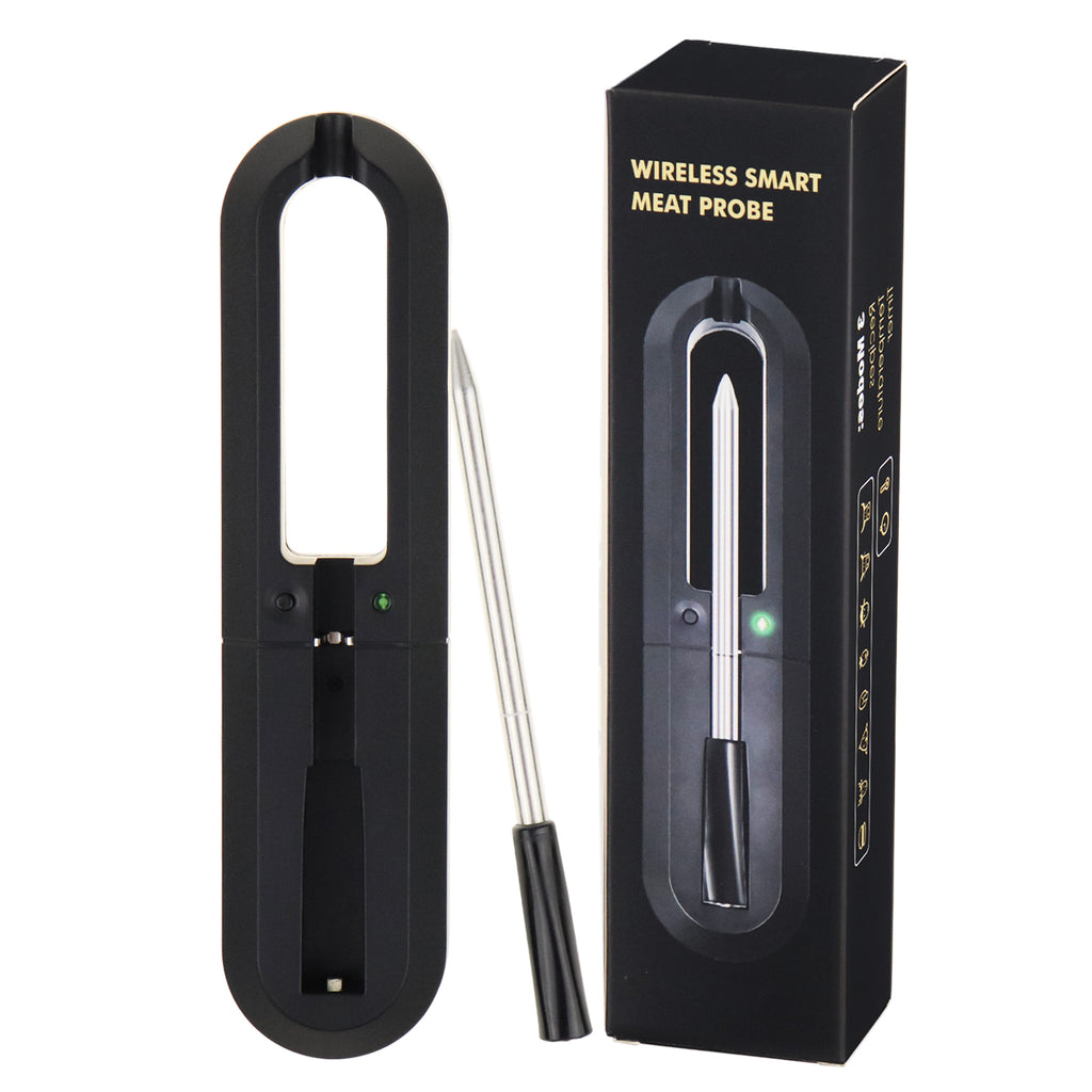 TK368PLUS Wireless Stainless Steel Meat Thermometer with Bluetooth Function for Oven, Grill, Kitchen, BBQ, Rotisserie Ringing or Vibrating Alarm 9 Food Types