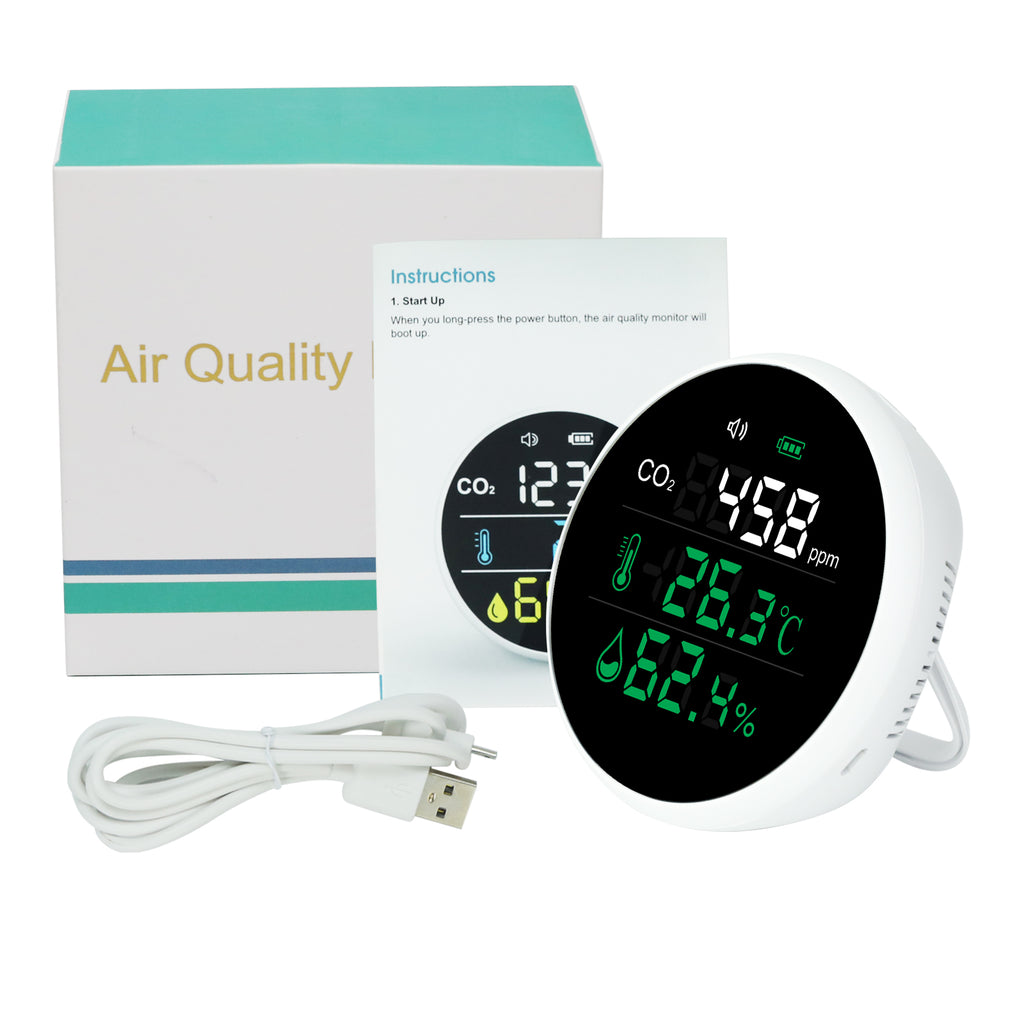 TK396PLUS Wallmount CO2 Monitor Carbon Dioxide Temperature & Humidity Tester Indoor Air Quality (IAQ) Meter 400~5000PPM Measure High Accuracy w/ NDIR Sensor