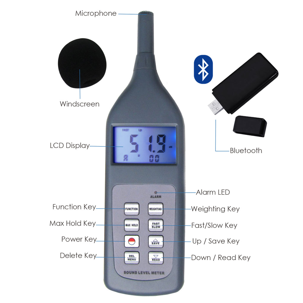 SLTK-887_Blue Professional Sound Level Meter 30~130dB USB Software & Bluetooth Digital Decibel Tester