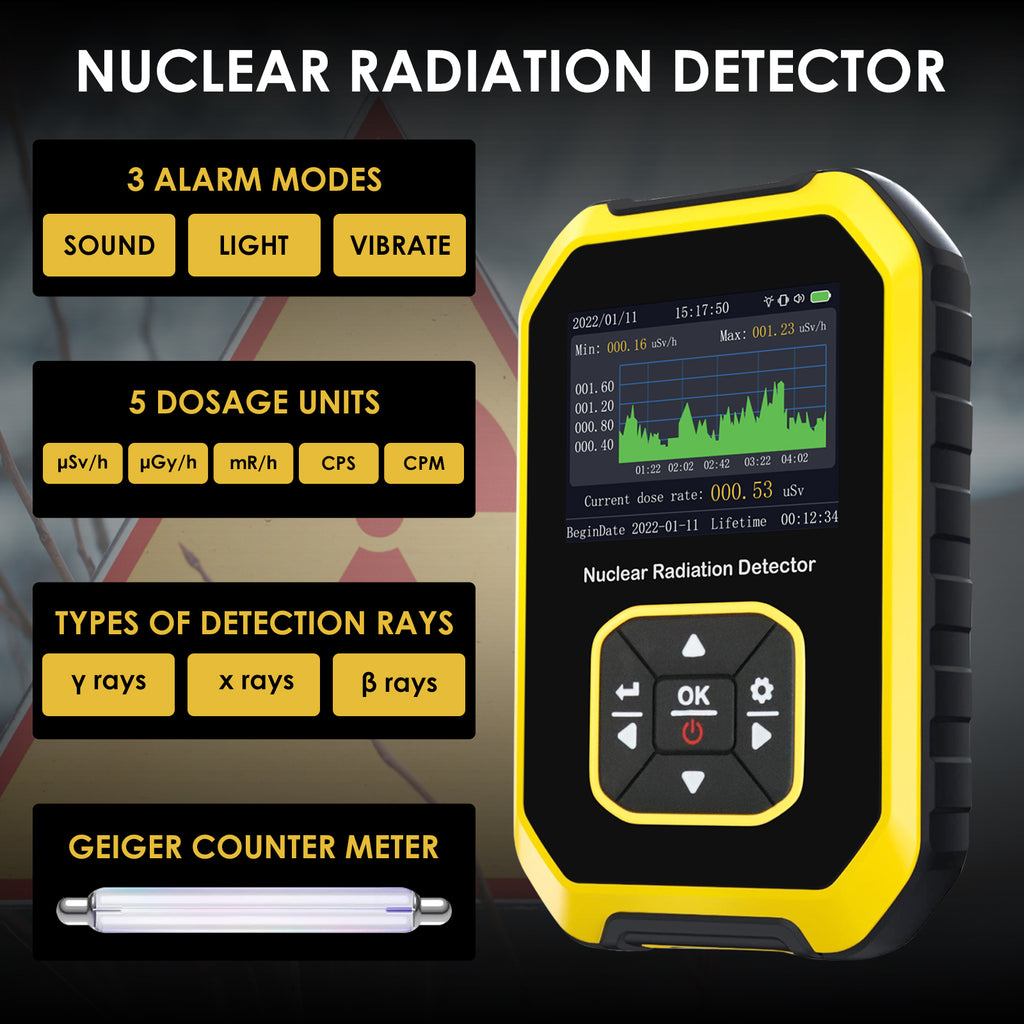 TK391PLUS Handheld Dosimeter Nuclear Geiger Counter Radiation Detector Beta Gamma X-ray Radioactive Tester Rechargeable with Alarm for Personal Protection Nuclear Industry Government Inspection