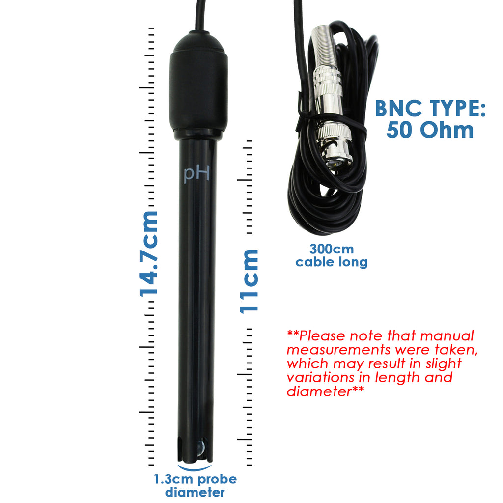 PETK-87 pH Electrode with 300cm Long Cable and BNC Socket for pH Meter and Controller