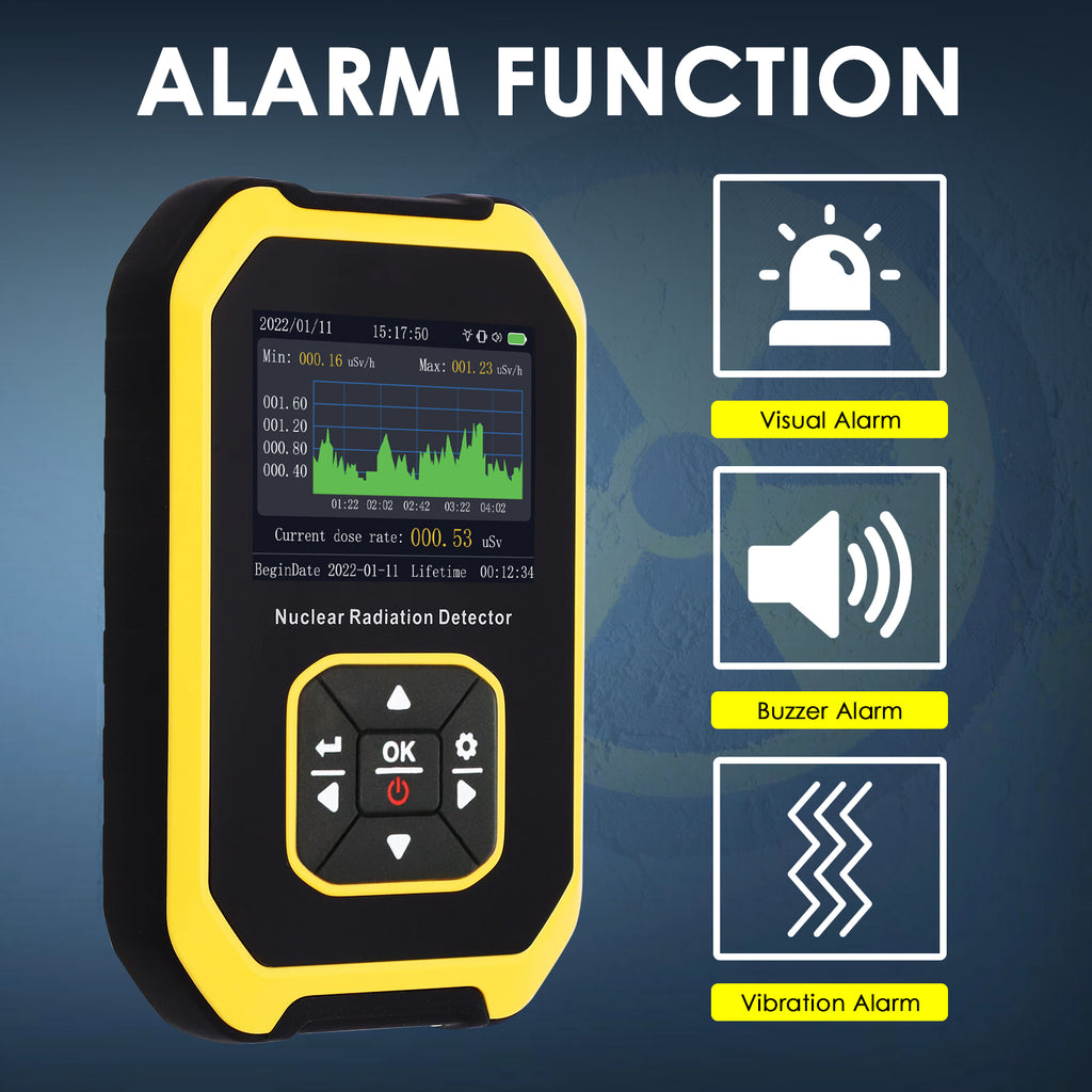 TK391PLUS Handheld Dosimeter Nuclear Geiger Counter Radiation Detector Beta Gamma X-ray Radioactive Tester Rechargeable with Alarm for Personal Protection Nuclear Industry Government Inspection