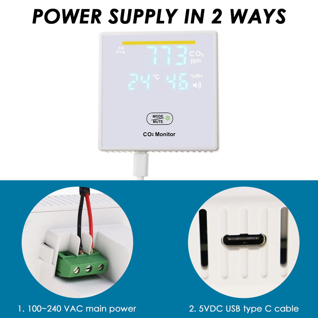 TK357PLUS Touch Screen Smart CO2 Monitor Home Essential IAQ Tester with Buzzer Alarm Logged Data Review Temperature and Humidity Measure