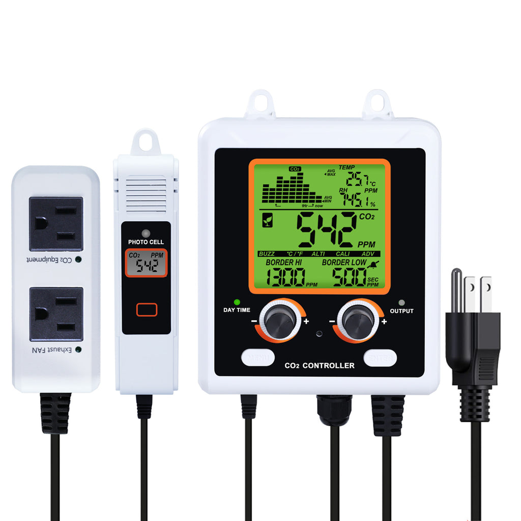 TK419PLUS Digital (CO2) Carbon Dioxide Controller with Temperature Humidity Monitor NDIR Sensor for Greenhouses, Nursery, Winery, Wine Cellar, Home