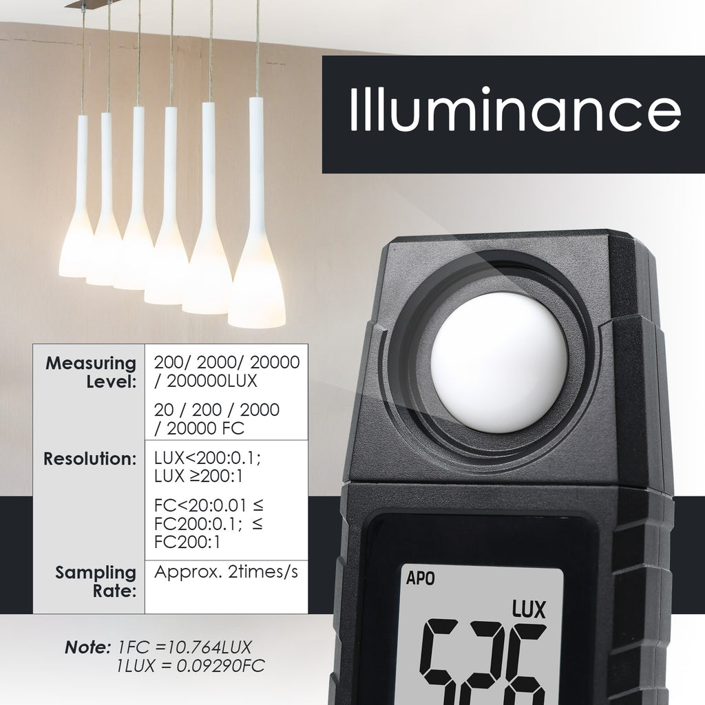 TK429PLUS Light Lux Meter Illuminance Tester Photometer Luxmeter LUX FC Measurement Unit Silicon Photodiode Sensor