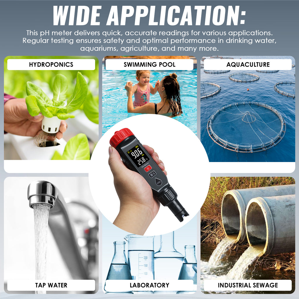 TK443PLUS Pen-type pH Meter 3-Point Calibration with Temperature Measurement (°C/°F), ATC, Backlight, & Alarm Function Replaceable Probe