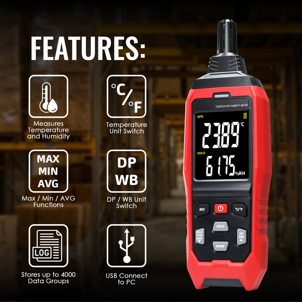 TK482PLUS Professional Hygro-Thermo Meter with Data Logging – WB/DP Measurement, PC Connectivity & Alarm Features