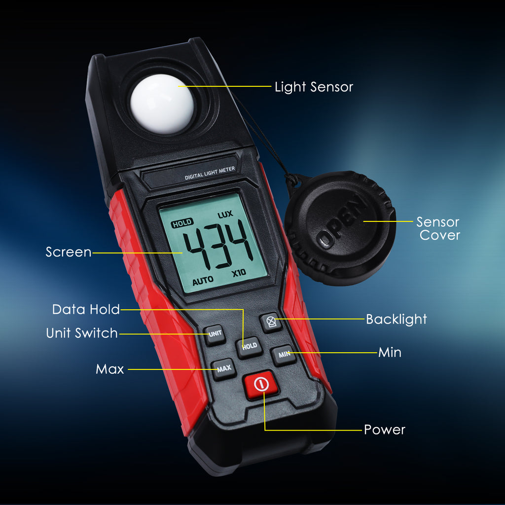 TK484PLUS Digital Portable LUX Meter 0.1~200000LUX (0.01~20000FC) Visible Light Range with Silicon Photodiode High-Precision Sensor