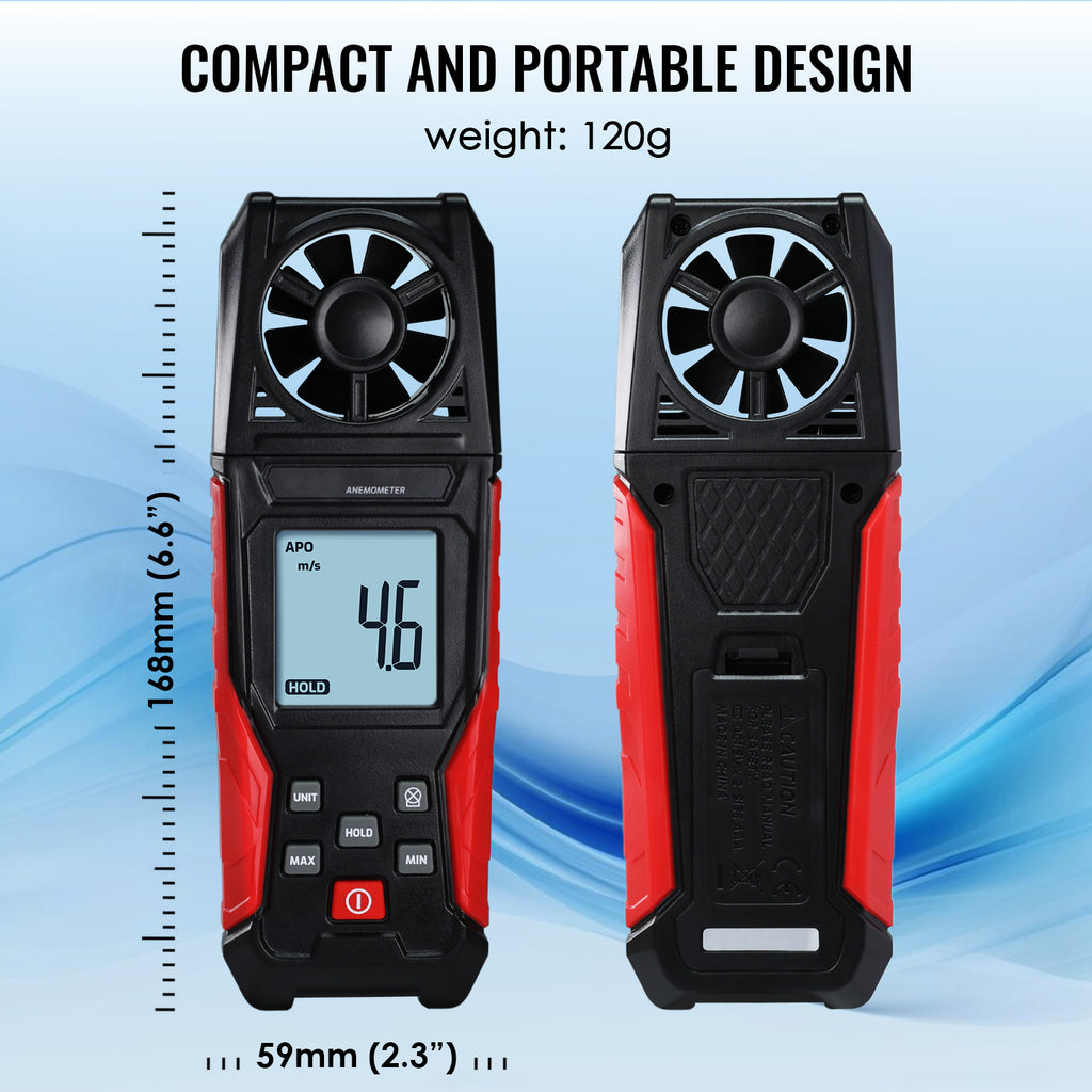 TK486PLUS Digital Vane Anemometer Wind Speed Air Velocity Air Temperature Tester with High Precision Sensor 30m/s Max for Professional and Personal Use