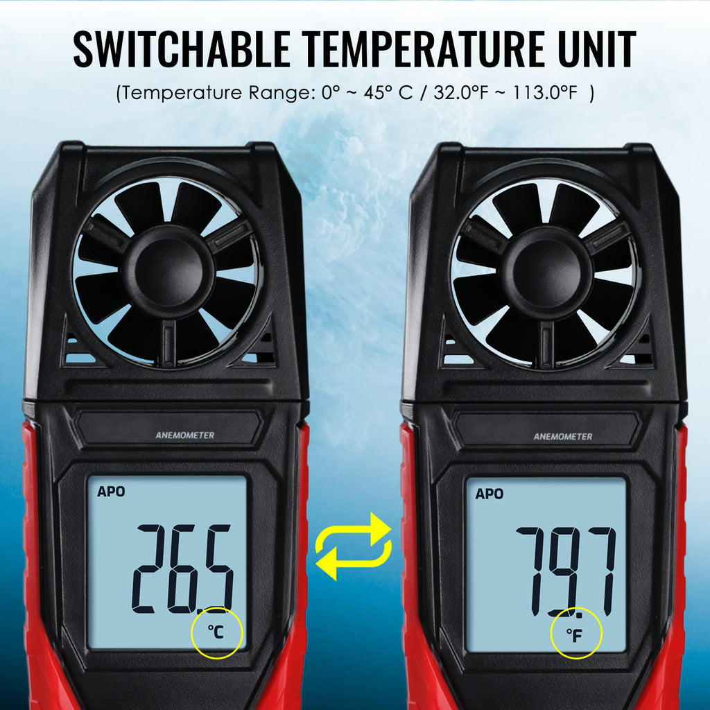 TK486PLUS Digital Vane Anemometer Wind Speed Air Velocity Air Temperature Tester with High Precision Sensor 30m/s Max for Professional and Personal Use