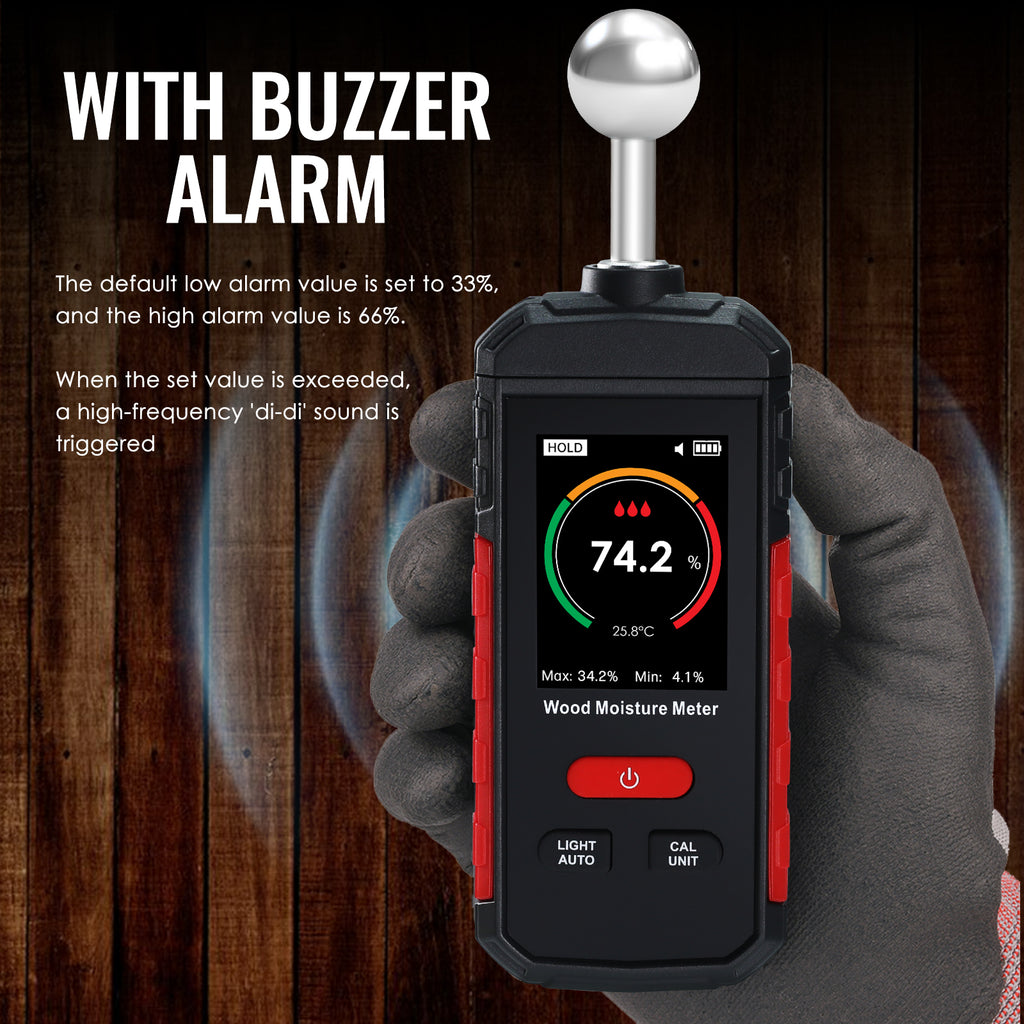 TK495PLUS Digital Wood Moisture Meter – Precision Moisture Detection with Temperature Measurement & Rechargeable Battery