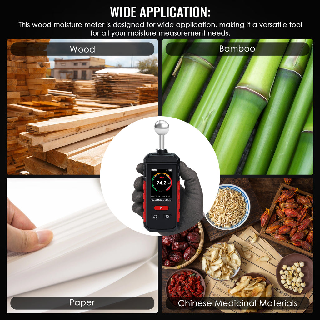 TK495PLUS Digital Wood Moisture Meter – Precision Moisture Detection with Temperature Measurement & Rechargeable Battery