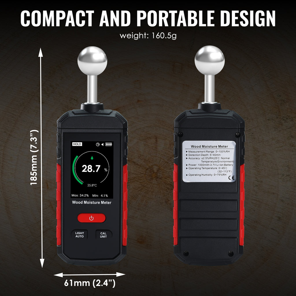 TK495PLUS Digital Wood Moisture Meter – Precision Moisture Detection with Temperature Measurement & Rechargeable Battery