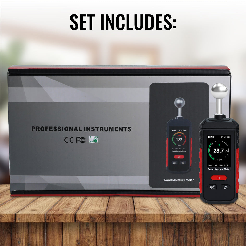 TK495PLUS Digital Wood Moisture Meter – Precision Moisture Detection with Temperature Measurement & Rechargeable Battery