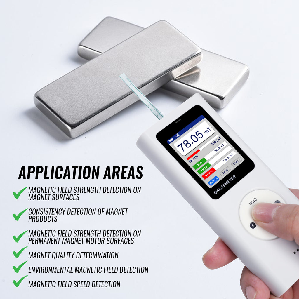 TK506PLUS Professional Portable Gauss Meter / Tesla Meter – High-Precision Magnetic Field Tester with Color Screen, Data Storage & Alarm – Measures Gs/mT, Pole Detection – for Industrial, Research, Manufacturing