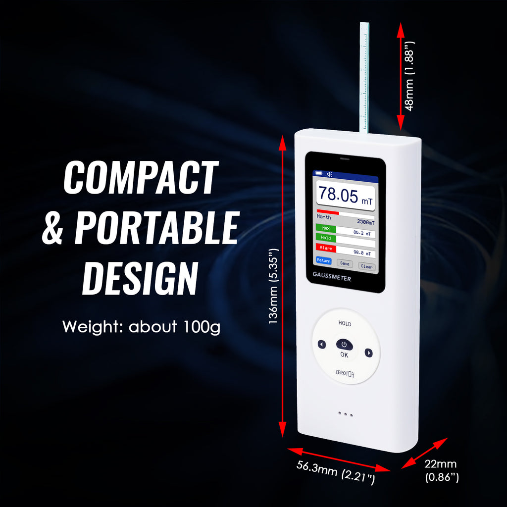 TK506PLUS Professional Portable Gauss Meter / Tesla Meter – High-Precision Magnetic Field Tester with Color Screen, Data Storage & Alarm – Measures Gs/mT, Pole Detection – for Industrial, Research, Manufacturing