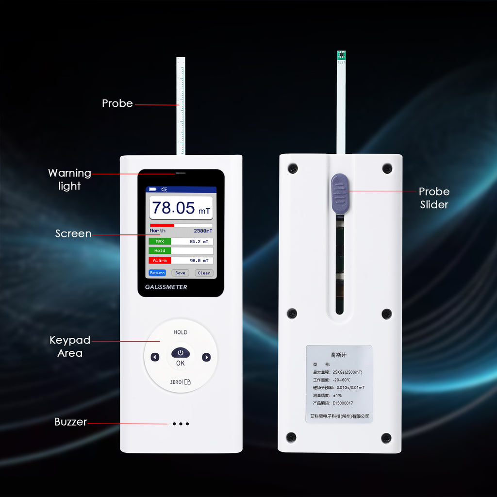 TK506PLUS Professional Portable Gauss Meter / Tesla Meter – High-Precision Magnetic Field Tester with Color Screen, Data Storage & Alarm – Measures Gs/mT, Pole Detection – for Industrial, Research, Manufacturing