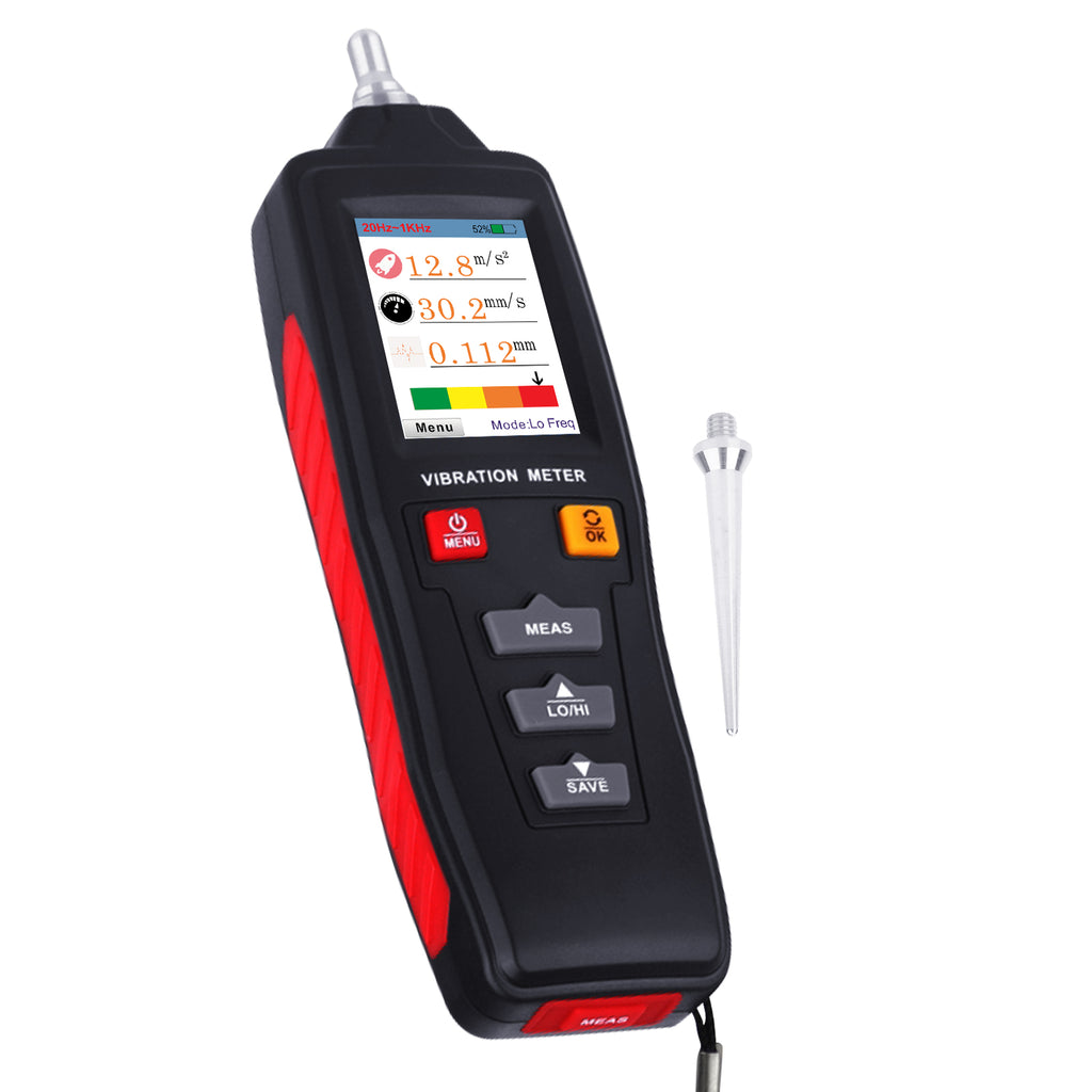 TK281PLUS Digital Color LCD Vibration Meter Vibrometer Gauge 0.1~199.9m/s2, 0.1~199.9mm/s, 0.001~1.999mm