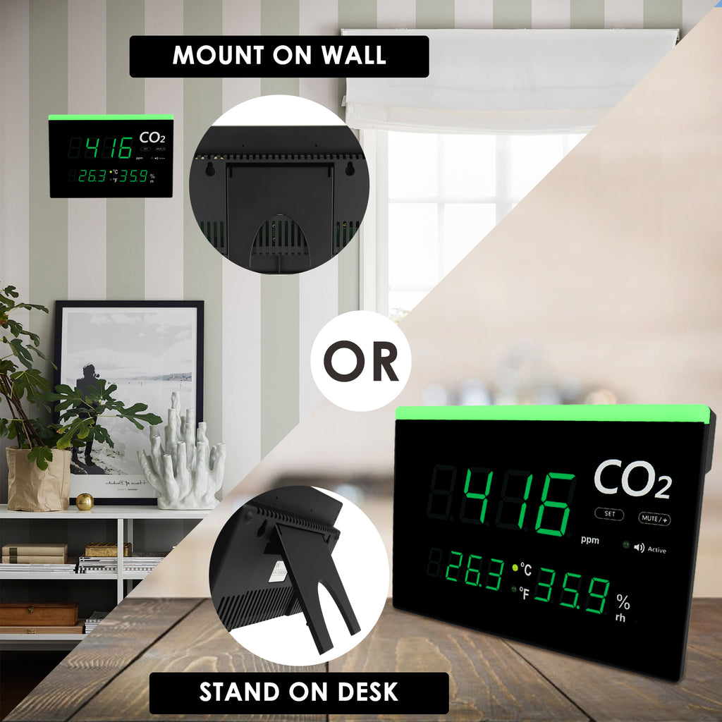 TK317PLUS Indoor Air Quality Monitor Visual and Audible Alarm Accurate Mountable Real-time CO2 Temperature & Humidity Measurement