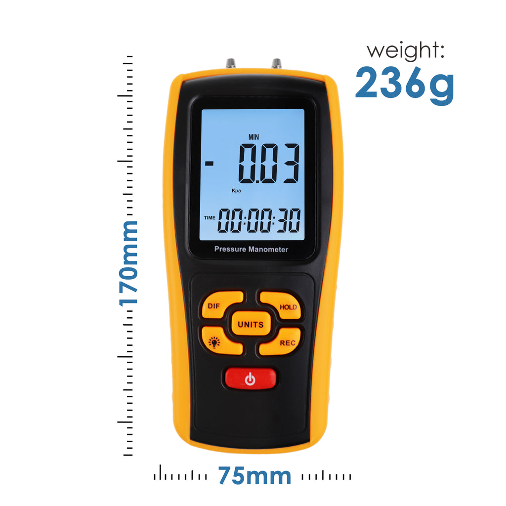 TK277PLUS Manometer Air Pressure Meter Differential Air Pressure Gauge HVAC Tester