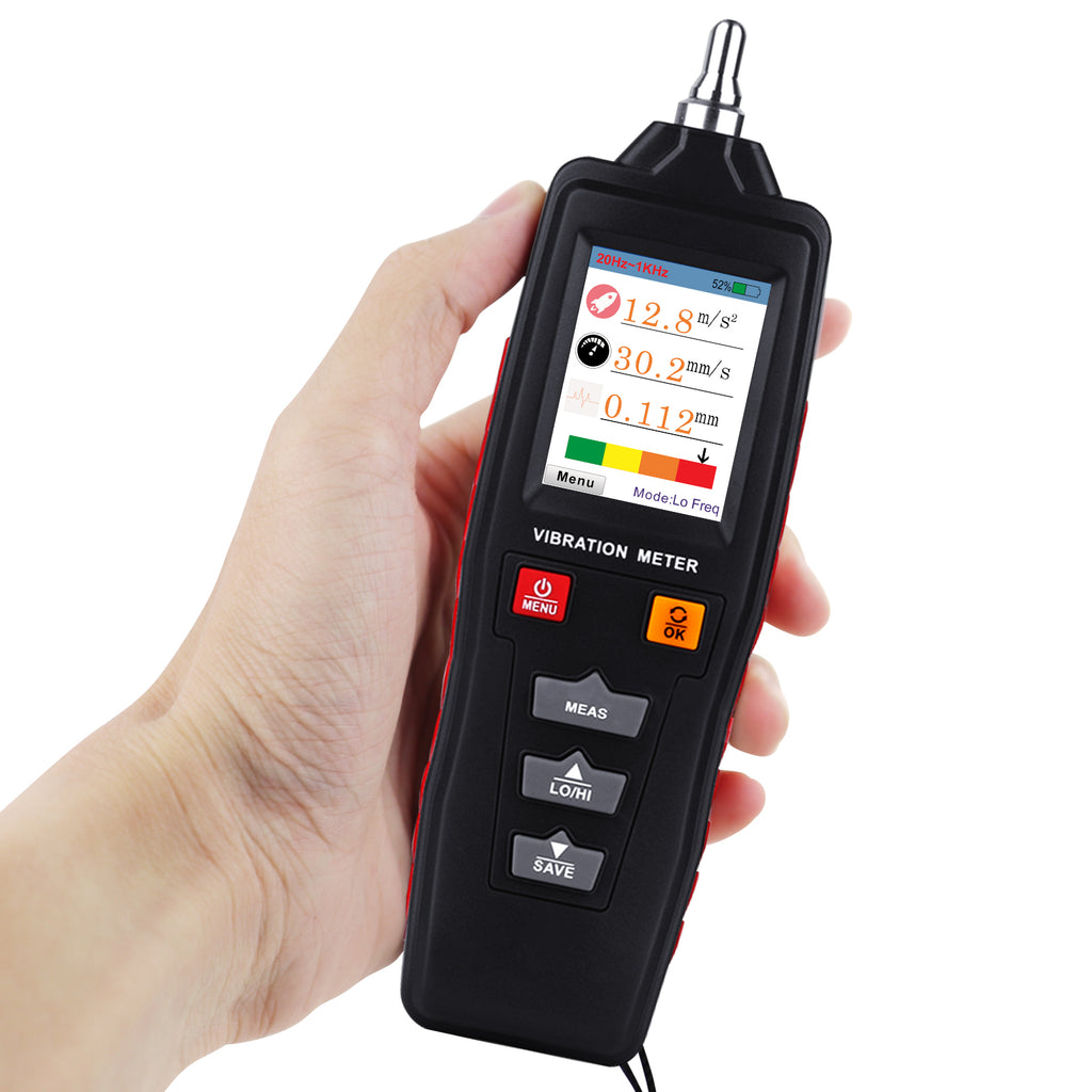 TK281PLUS Digital Color LCD Vibration Meter Vibrometer Gauge 0.1~199.9m/s2, 0.1~199.9mm/s, 0.001~1.999mm