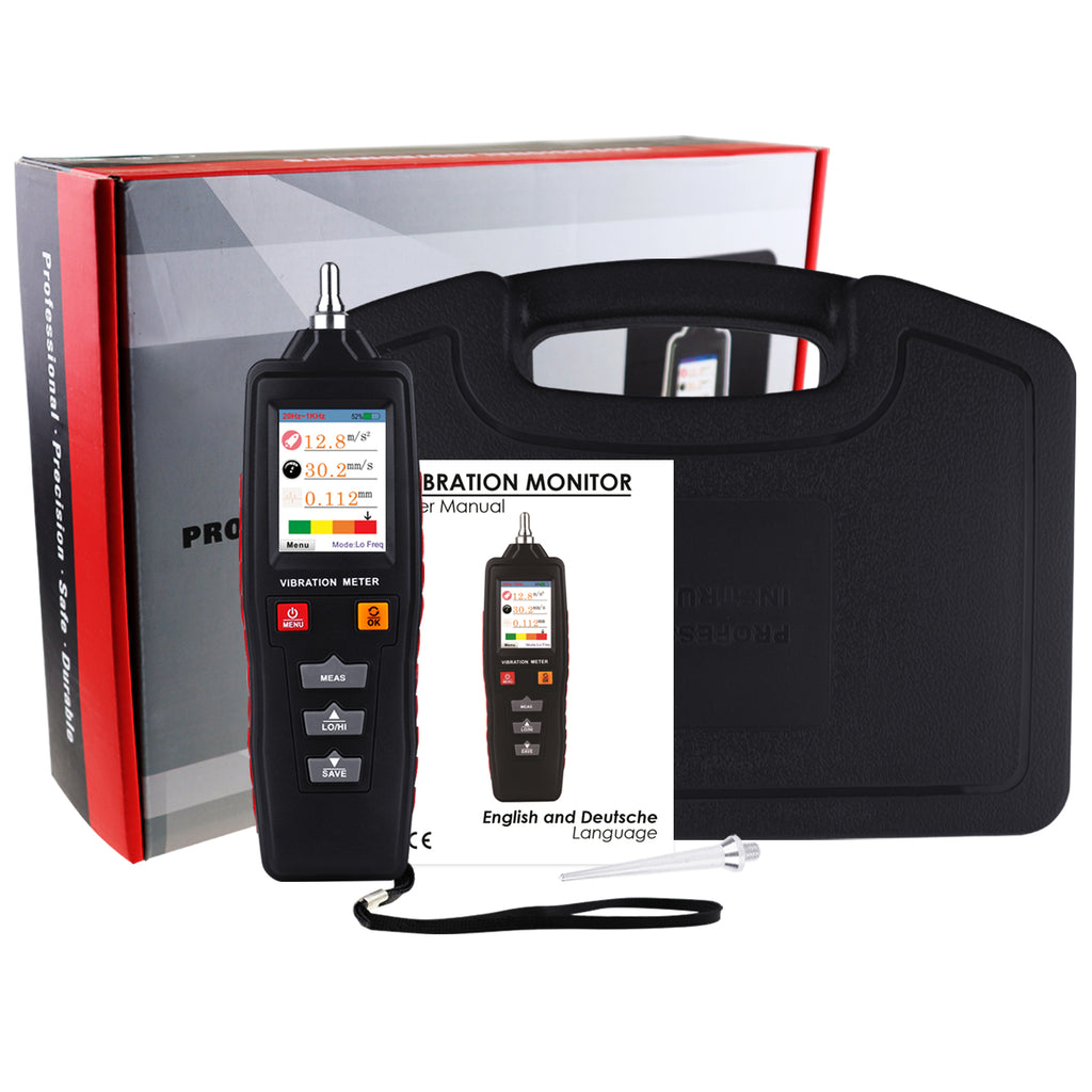 TK281PLUS Digital Color LCD Vibration Meter Vibrometer Gauge 0.1~199.9m/s2, 0.1~199.9mm/s, 0.001~1.999mm