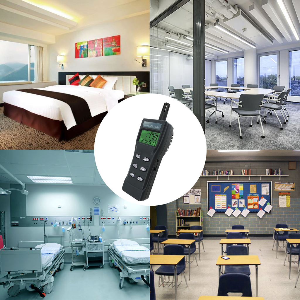 COTK-766 CO2 Temperature DP WB RH Humidity IAQ Air Quality Gauge Meter Carbon Dioxide Monitor-Tekcoplus Ltd.