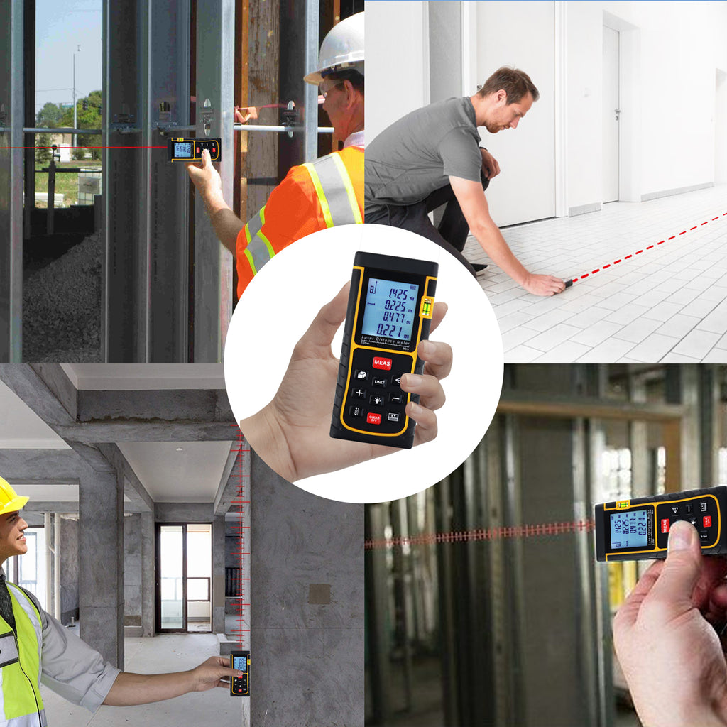 DITK-727 Digital 80M/262ft Laser Distance Meter Range Finder with Backlight & Bubble Level