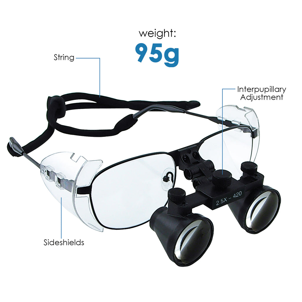 DLTK-768N 2.5x Magnification Dental Loupe Galilean Style Nickel Alloy Frame Medical Binocular