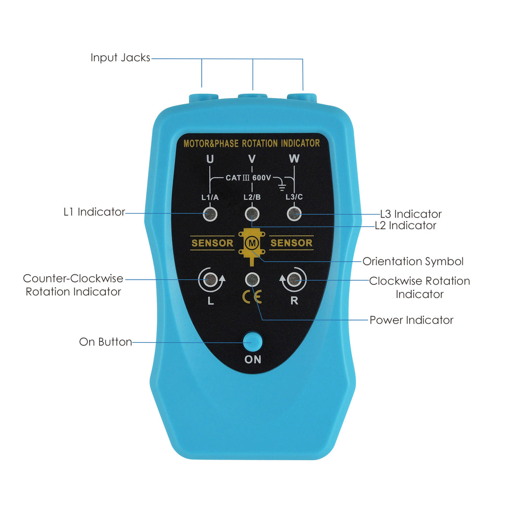 MUTK-1035 Phase Sequence and Motor Rotation Conveyors Pump Tester Meter Tool 120~460VAC