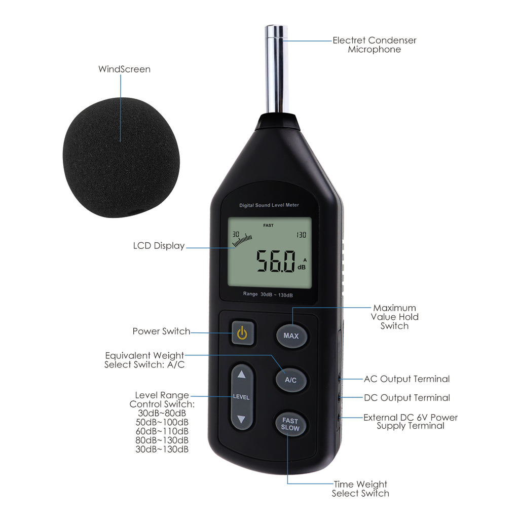 TK269PLUS Digital Sound Level Meter Noise Tester Decibel Logger Volume Monitor