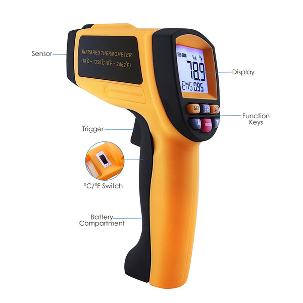 THTK-805 Digital 50:1 IR Laser Thermometer 0.1~1 EM Pyrometer 2462