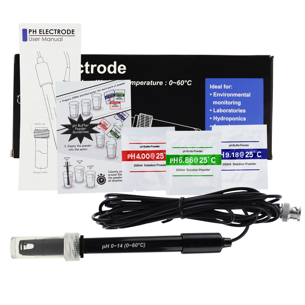 TK312PLUS Replacement Kit for Aquarium Hydroponics Plant Pool Spa 0-14 pH Electrode BNC Connector, 300cm Cable for PH Measuring Device