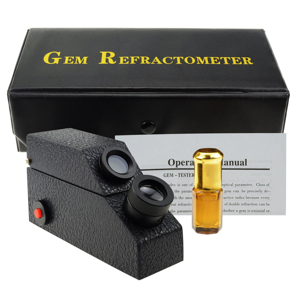 RETK-827 Gem Refractometer 0.01 nD Scale Division w/ Built-in LED Light + RI Oil Gem Gemstone Tester-Tekcoplus Ltd.
