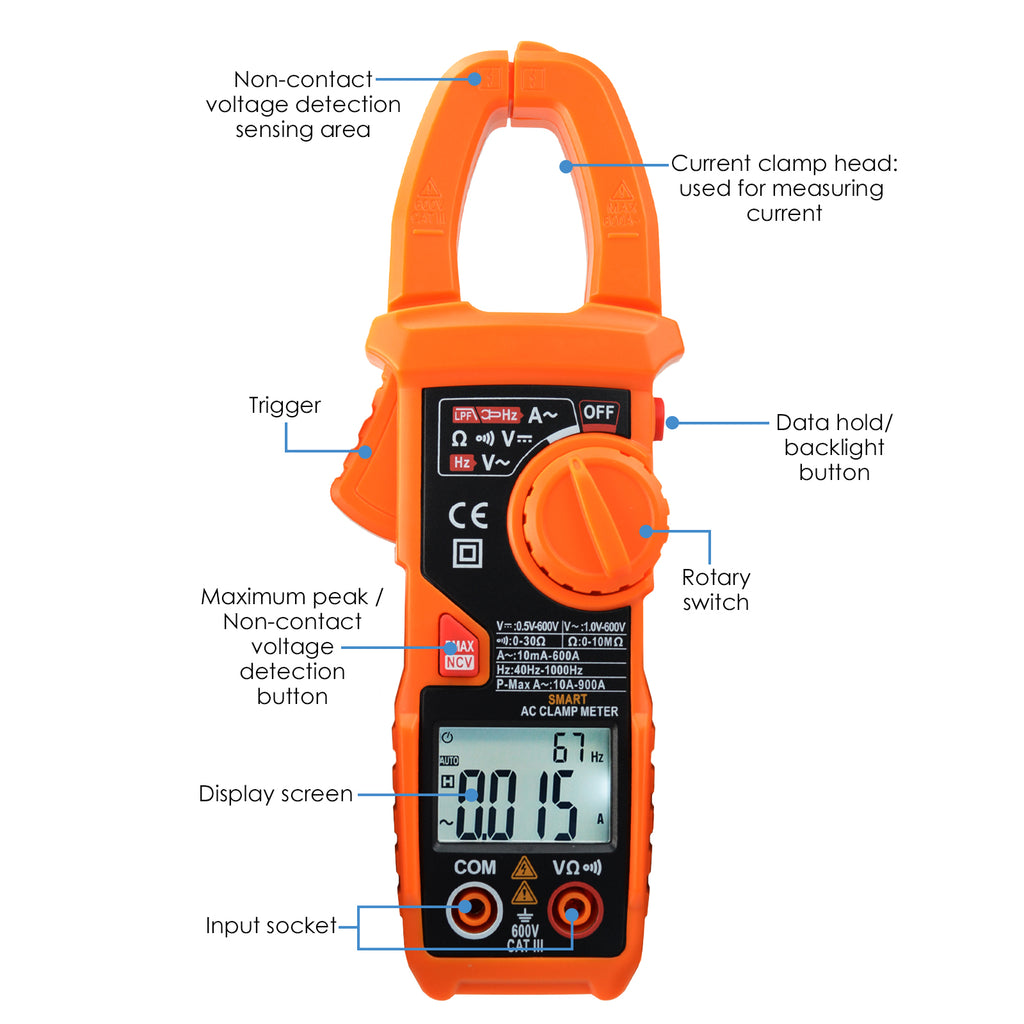 CMTK-56 Digital Clamp Meter Non-Contact Multimeter 6000 Counts Auto Range AC/DC Voltage ACA Tester-Tekcoplus Ltd.