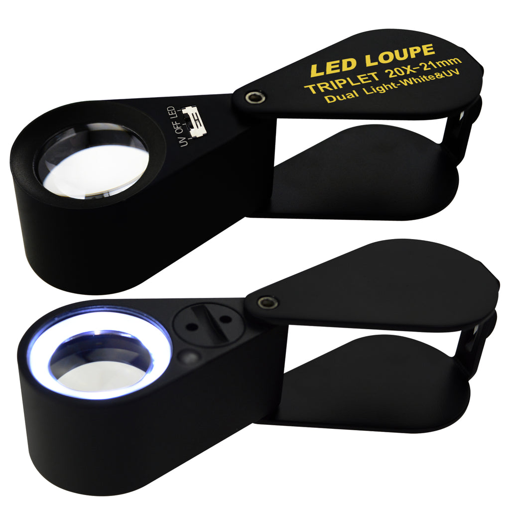 TEK-248 20x Magnification 21mm Optical Glass 6 LED & UV Light Jeweler Mechanics Coin Stamp Collector-Tekcoplus Ltd.