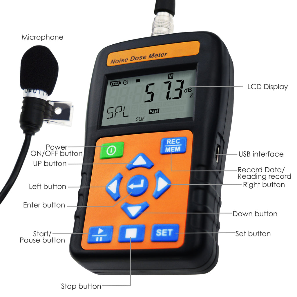 ST-130 Noise Dose Meter (Dosimeter) w/ USB port PC Interface Personal and Occupational Noise Tester-Tekcoplus Ltd.