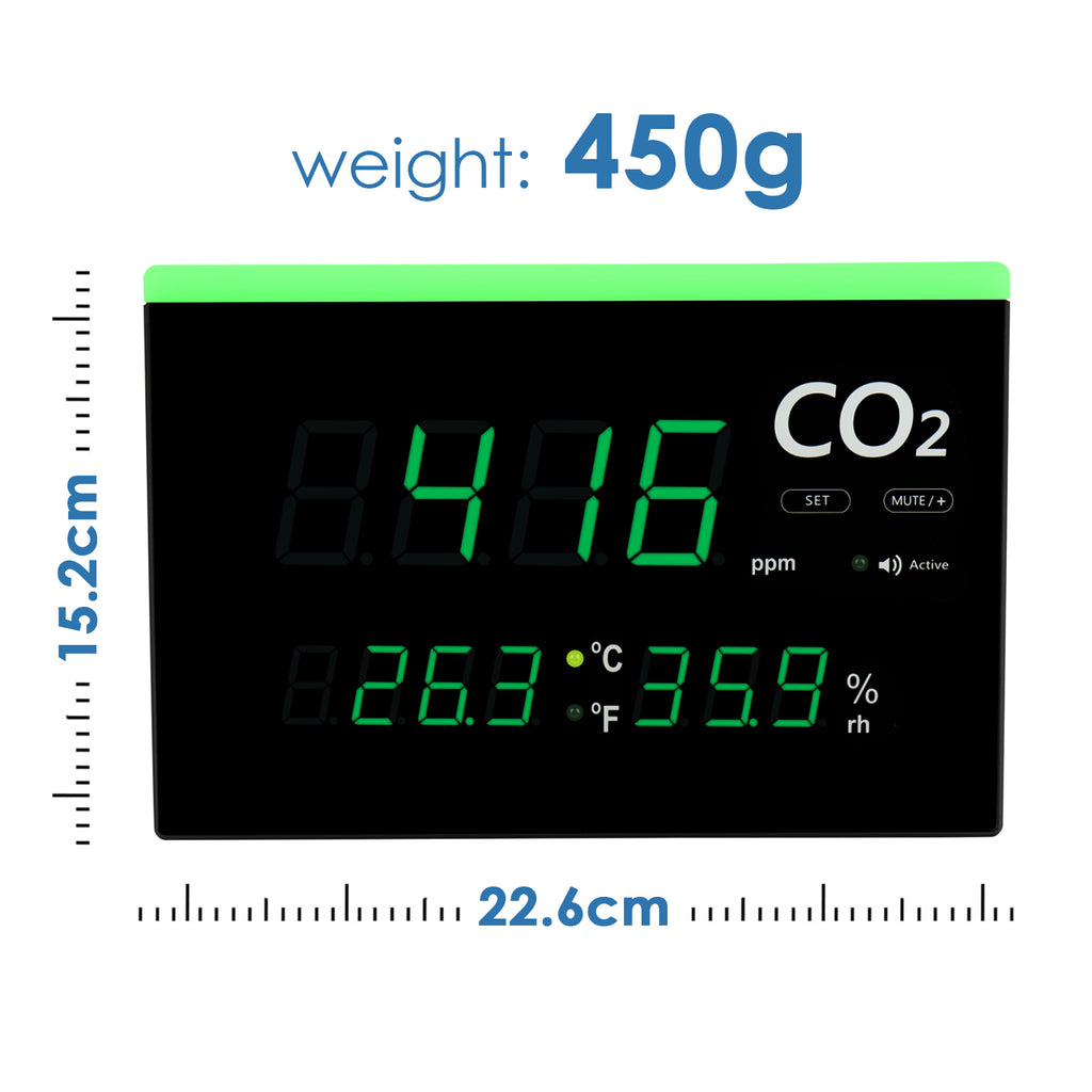 TK317PLUS Indoor Air Quality Monitor Visual and Audible Alarm Accurate Mountable Real-time CO2 Temperature & Humidity Measurement