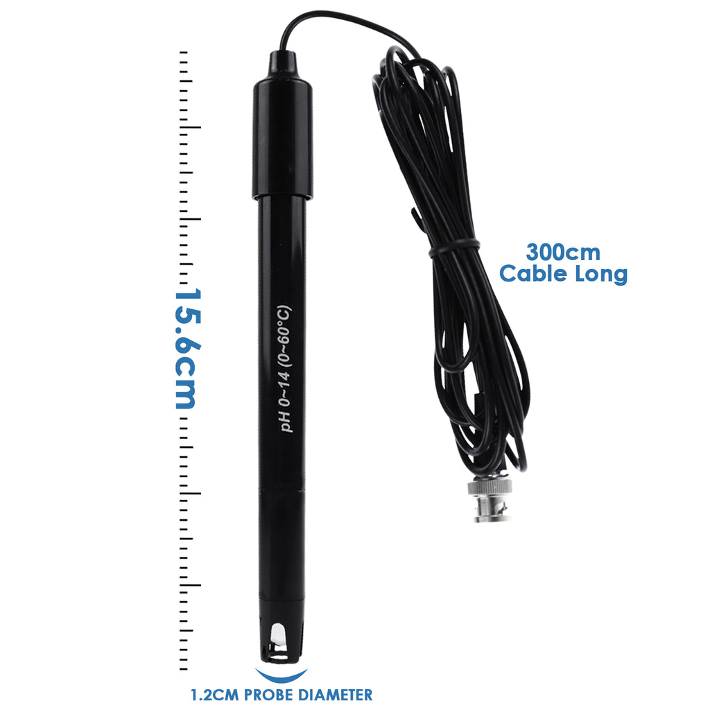 TK312PLUS Replacement Kit for Aquarium Hydroponics Plant Pool Spa 0-14 pH Electrode BNC Connector, 300cm Cable for PH Measuring Device