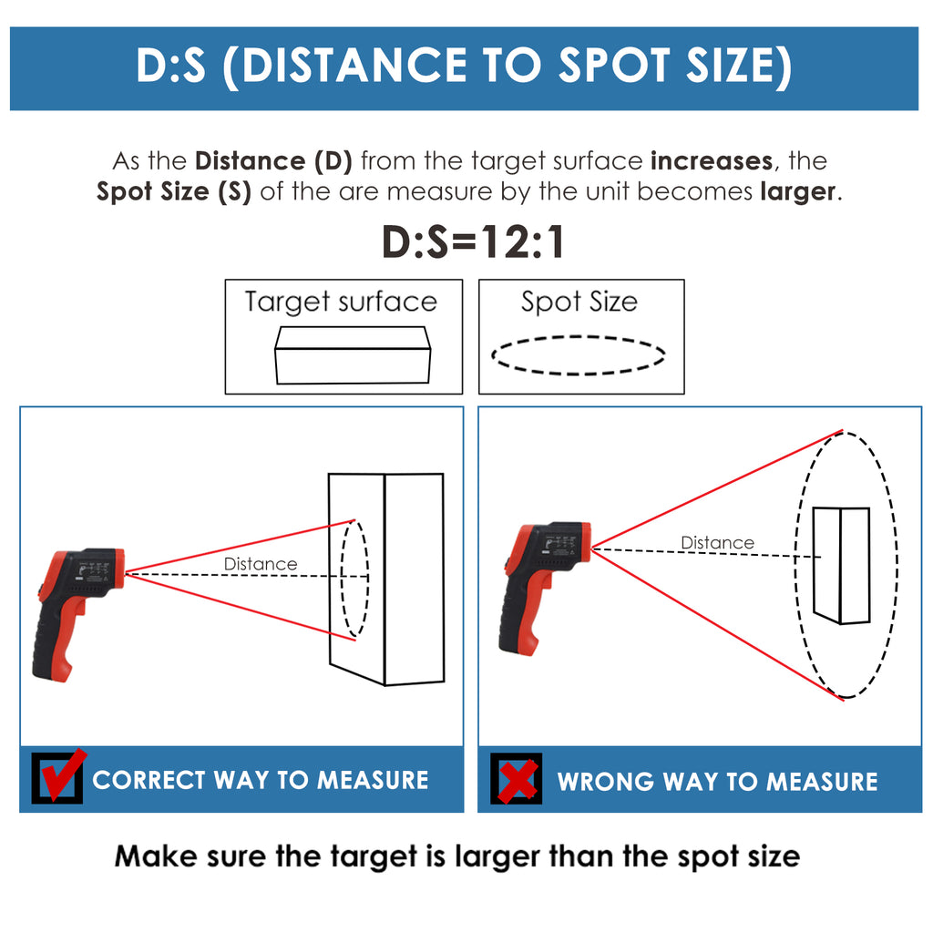 TK262PLUS Infrared Thermometer Digital Temperature Gun Meter Non-Contact IR Laser