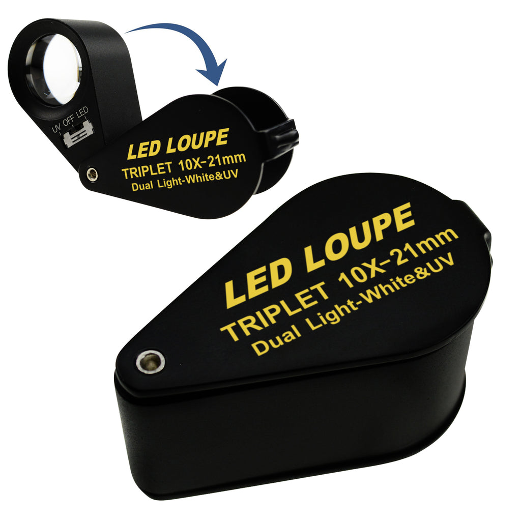 TEK-246 Jewelry Loupe 10x Magnification 21mm Optical Glass Lens 6 LED & UV Light Jeweler Watchmaker-Tekcoplus Ltd.