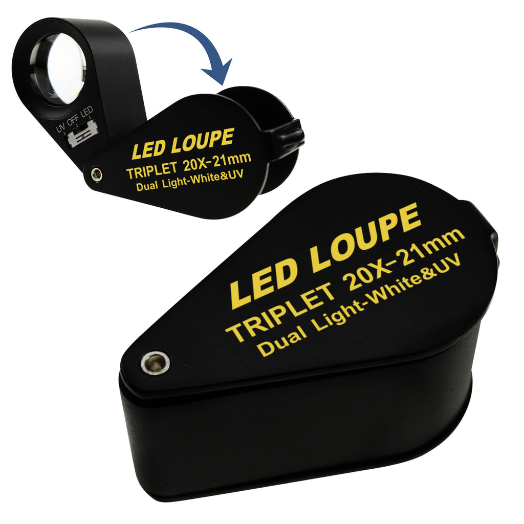TEK-248 20x Magnification 21mm Optical Glass 6 LED & UV Light Jeweler Mechanics Coin Stamp Collector-Tekcoplus Ltd.