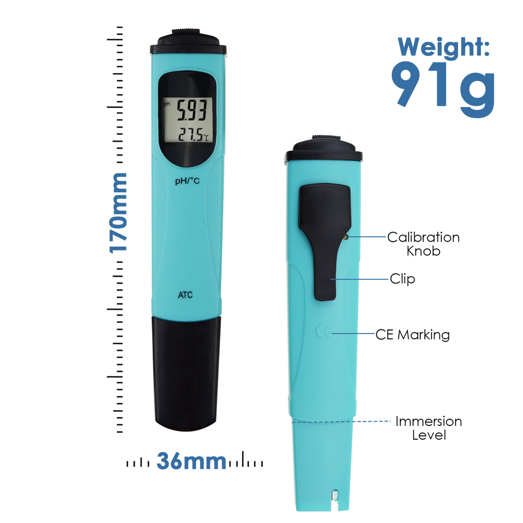 PHTK-841 Digital Pen-type pH Meter Thermometer 0.00-14.00 pH Water Quality Tester-Tekcoplus Ltd.