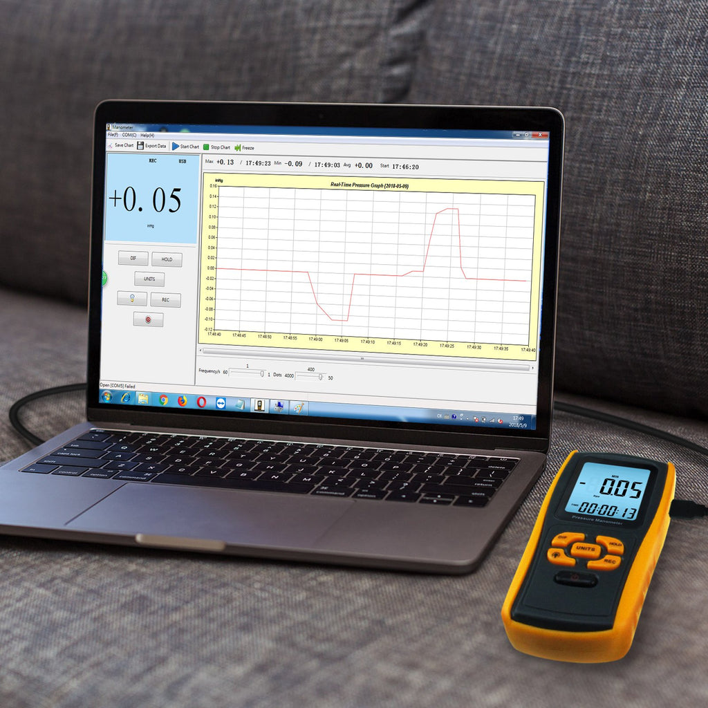 MATK -819 Digital Manometer with USB Interface, Differential Pressure Gauge Air Pressure Instrument-Tekcoplus Ltd.