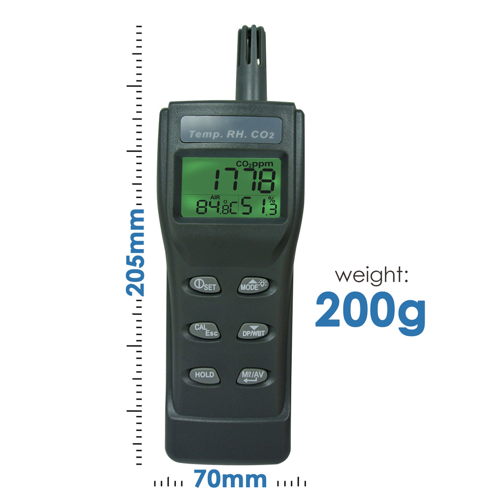 COTK-766 CO2 Temperature DP WB RH Humidity IAQ Air Quality Gauge Meter Carbon Dioxide Monitor-Tekcoplus Ltd.