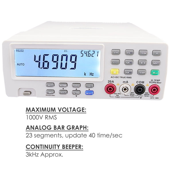 MUTK-911 DMM Digital Bench Top Multimeter PC Analog Bar Dual