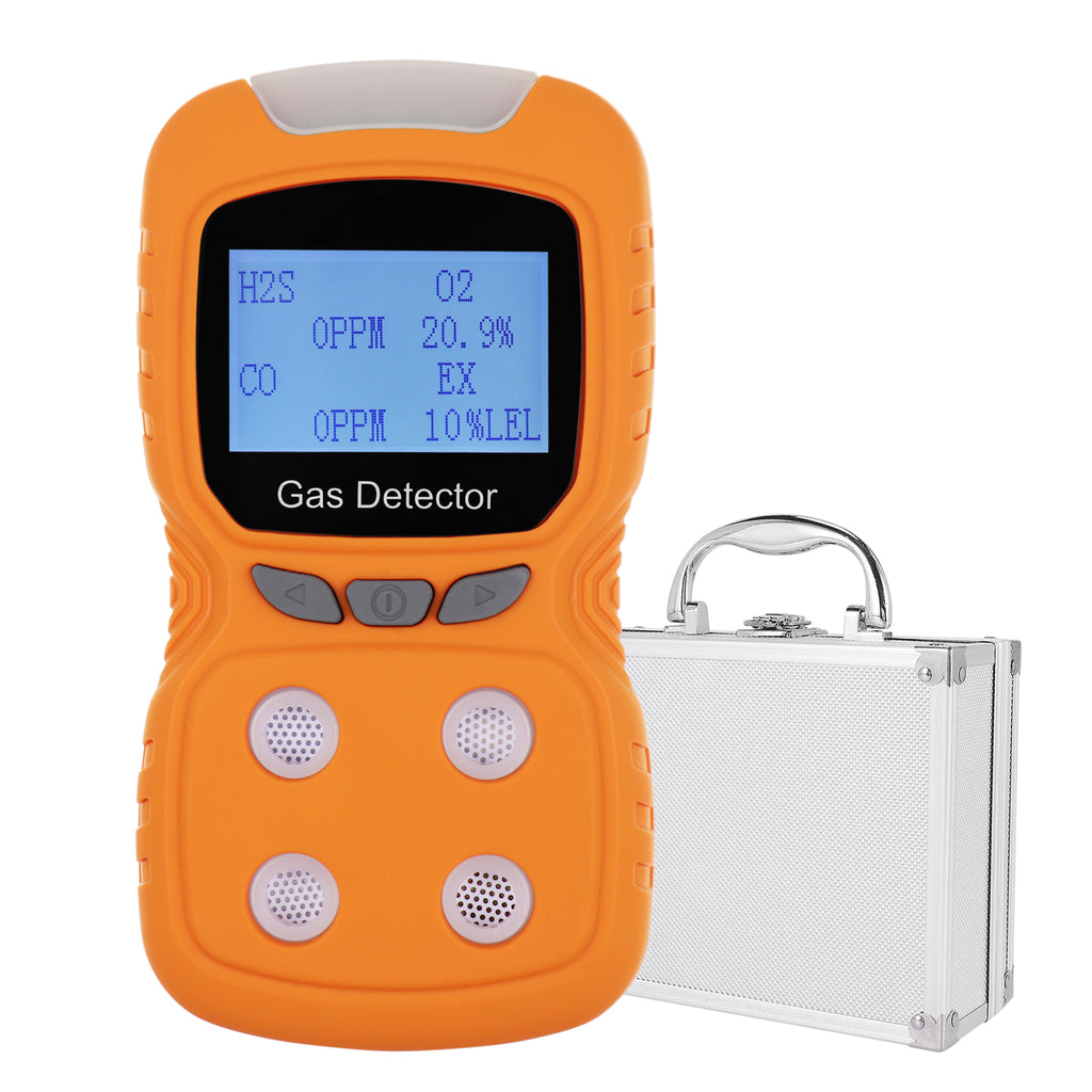 TK384PLUS Rechargeable 4-in-1 Gas Detector CO H₂S O₂ EX Gas Clip Sniffer with Voice Prompt, Audible Visual, Vibration Alarm Function for Health Safety and Security