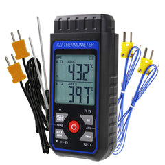 TK343PLUS Dual Channel Thermometer K/J Thermocouple Sensor Probe