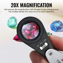 GSTK-119 Jeweler Loupe 20X Magnification with LED & UV light 21mm Lens Gemological Testing
