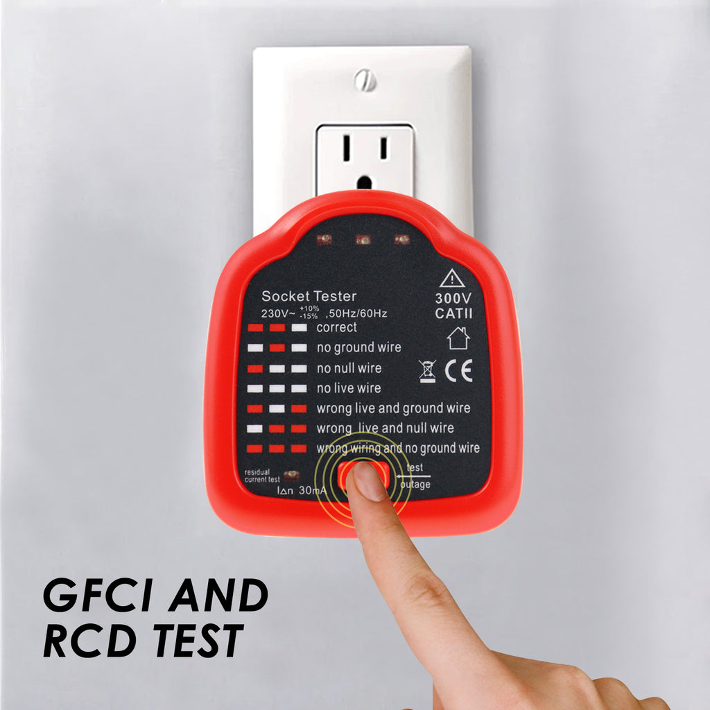 TK348PLUS Socket Tester Polarity Detector Receptacles GFCI and RCD Tes ...